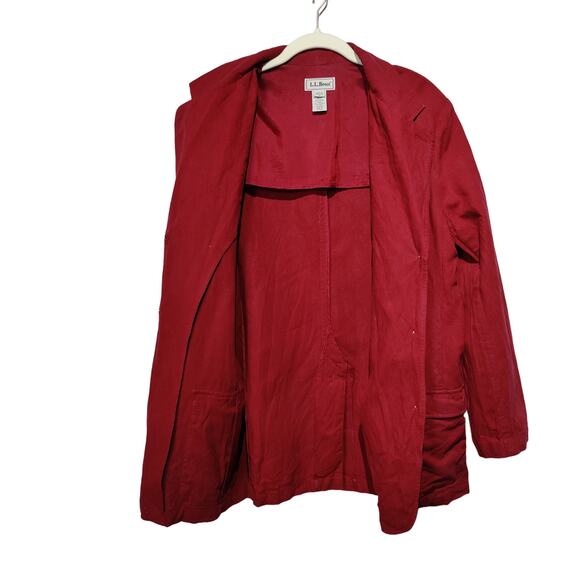Vintage LL Bean Womens Sz 14 Burnt Red Linen Blend Blazer Jacket Lined Loose Fit - Picture 5 of 6